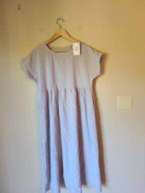 La Mode Cap Sleeve Midi Dress, Cotton Blend, Size L